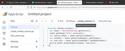 Unhiding Sheets in Google Sheets Using a Script