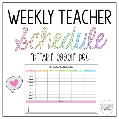 Google Sheets Weekly Planner Template for Teachers