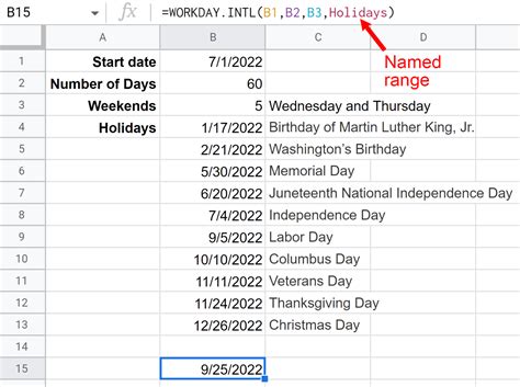 Google Sheets Workday Function