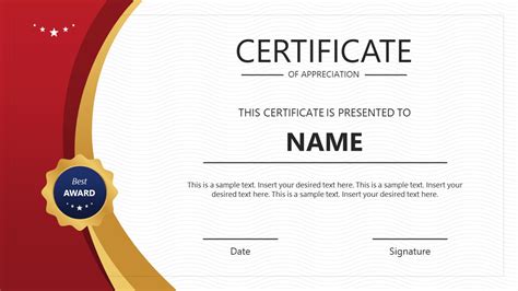 Google Slides Award Certificate Template Design Example 1