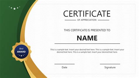 Google Slides Award Certificate Template Design Example 6