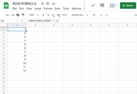 Google Spreadsheet Count Rows Formulas