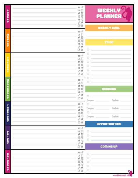 Google Weekly Planner Template Printable