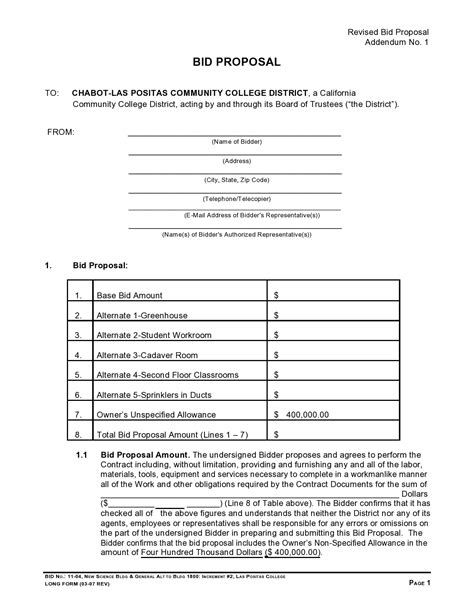 Government Bid Proposal Template Example