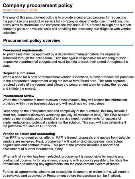 Government Procurement Template Sample