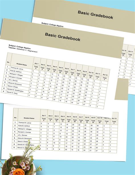 Gradebook Template Example 10