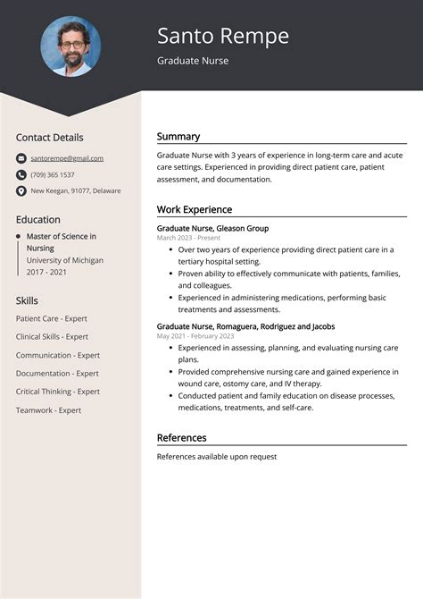 Graduate Nurse Resume Template Example