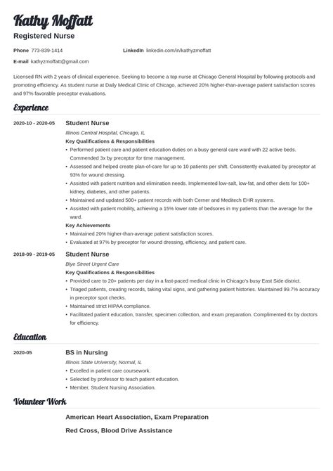 Graduate Nurse Resume Template Examples