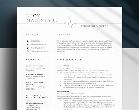 Graduate Nurse Resume Template Features