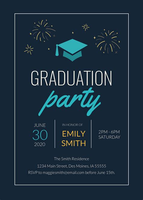 Fun and Whimsical Graduation Party Invitation Template