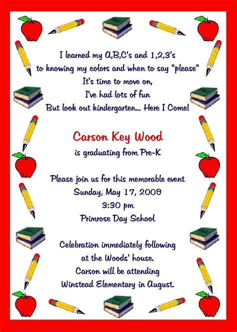 Graduation Party Invitation Templates for Kindergarten