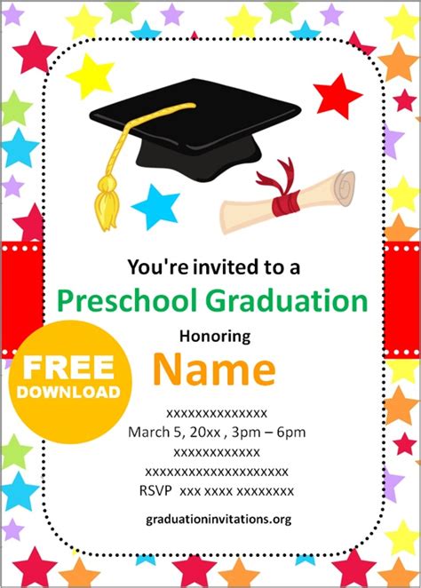 Graduation Party Invitation Templates for Preschool