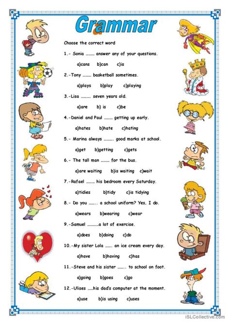 Grammar exercises for students