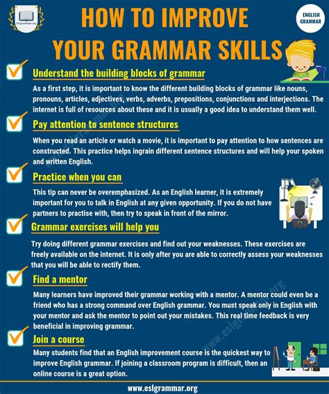 Improve grammar skills with exercises