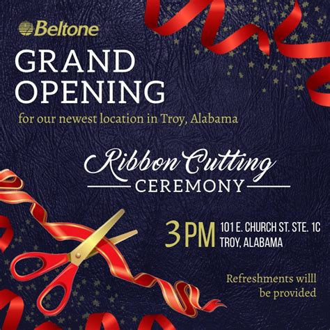 Grand opening ribbon cutting invitation template