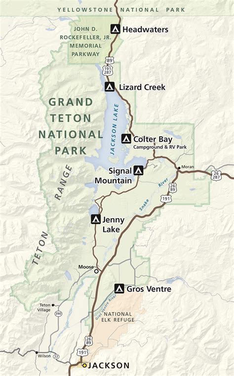 Grand Teton National Park Camping Sites Map