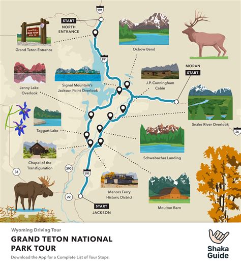 Grand Teton National Park Wildlife Viewing Map