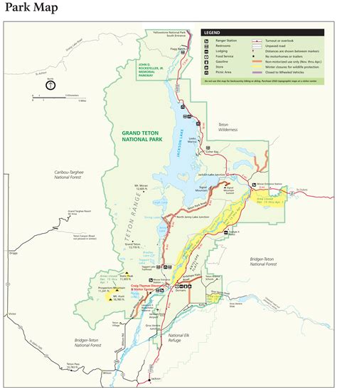 Grand Teton National Park Winter Activities Map