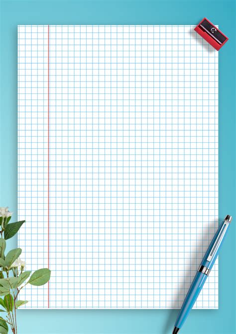 1/4 Inch Graph Paper with Margin Template