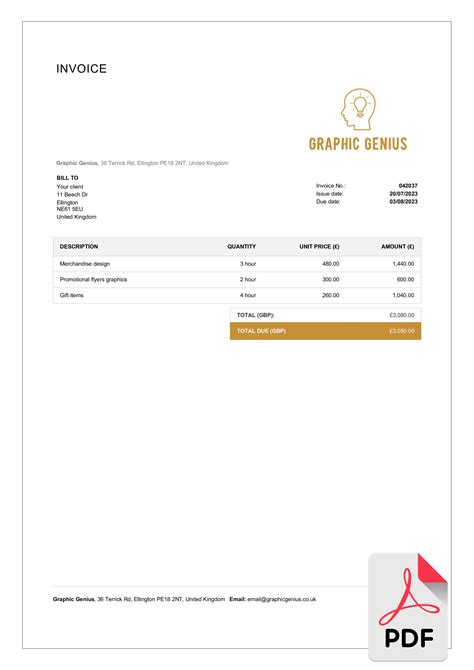 Graphic Design Invoice Example