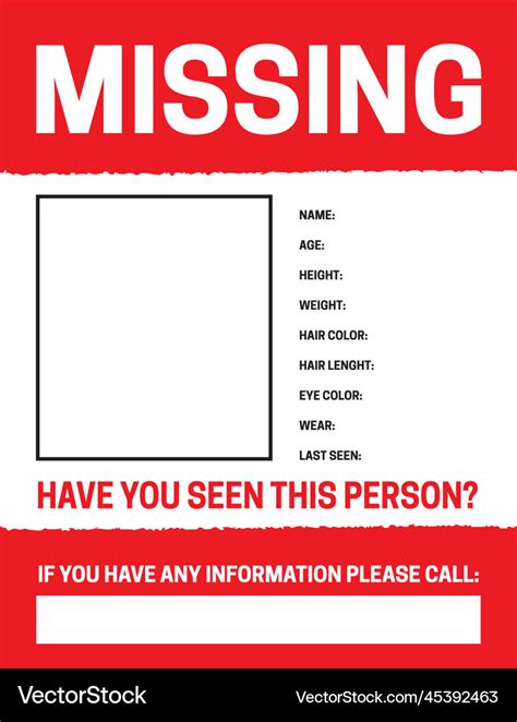 Graphic designer missing persons template design