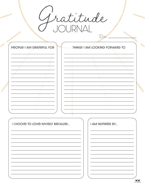 Gratitude journal printable