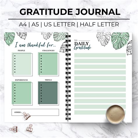 Gratitude journals on a bookshelf