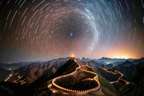 Nighttime on the Great Wall of China