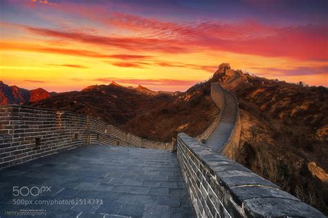 Sunset views on the Great Wall of China