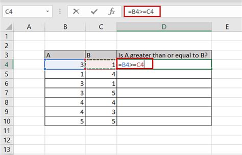 Greater Than Symbol in Excel