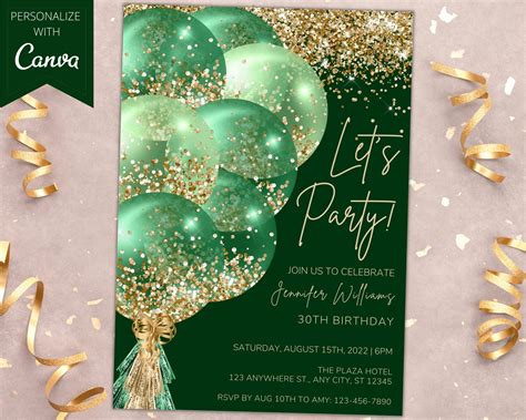 Green Birthday Invitation Templates Gallery 1