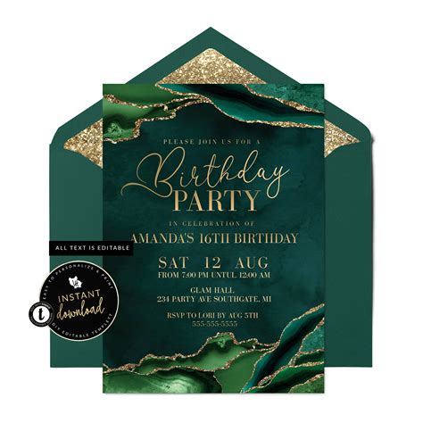 Green birthday invitation templates