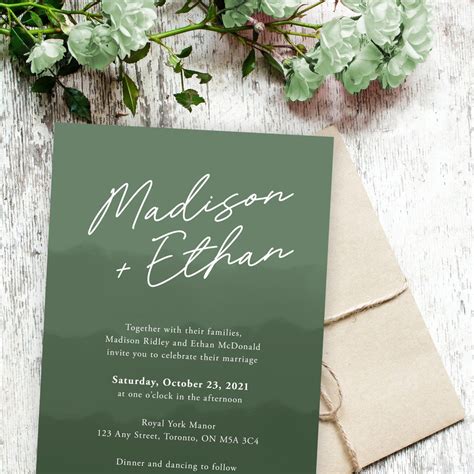 Green wedding invitation templates