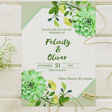 Green wedding invitation templates