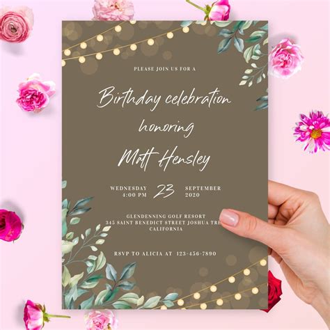 Greenery Garland Birthday Invitation