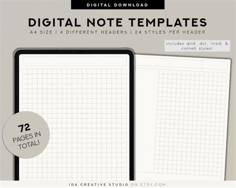 Grid-based note-taking template with tables and grids