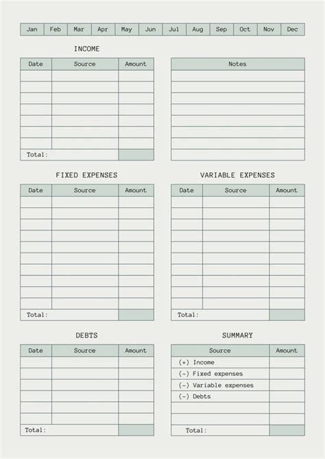 Grid Template for Budgeting