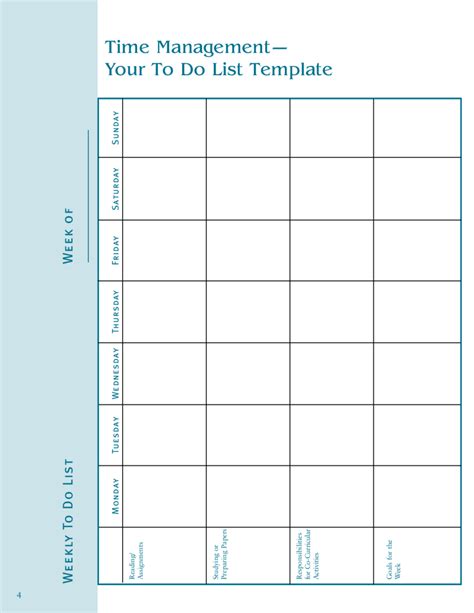 Grid Template for Time Management