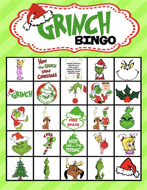 Grinch Bingo Cards Printables