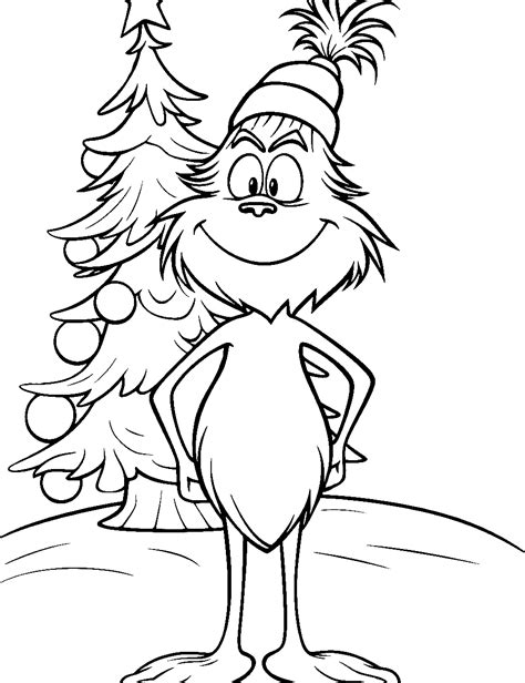 Grinch coloring page with a humorous theme