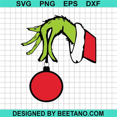 Grinch Hand Ornament Template Example 4