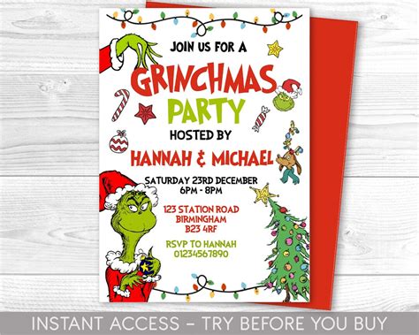 Grinch Party Invitation Ideas