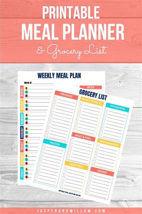 Grocery List and Meal Planner template