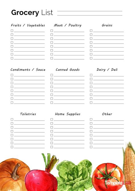 Sharing grocery list sample