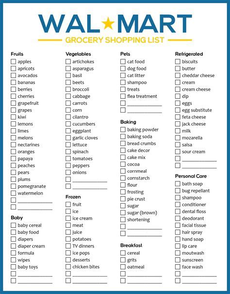 Grocery list template in Excel