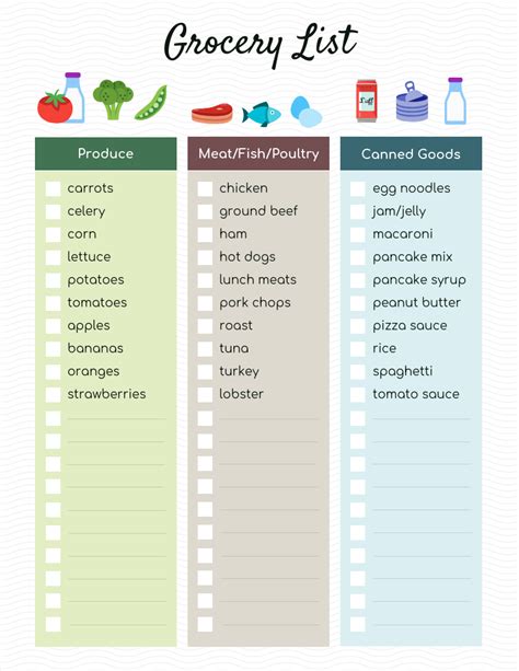 Grocery List Template Design