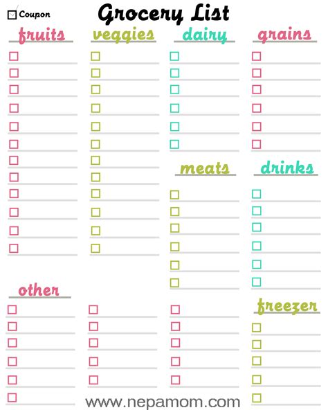 Grocery List Template Example 7