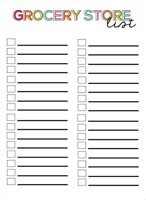 Free Printable Shopping Lists