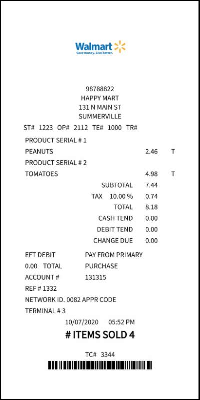 Grocery Store Receipt Template