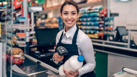 Grocery store workers and customers